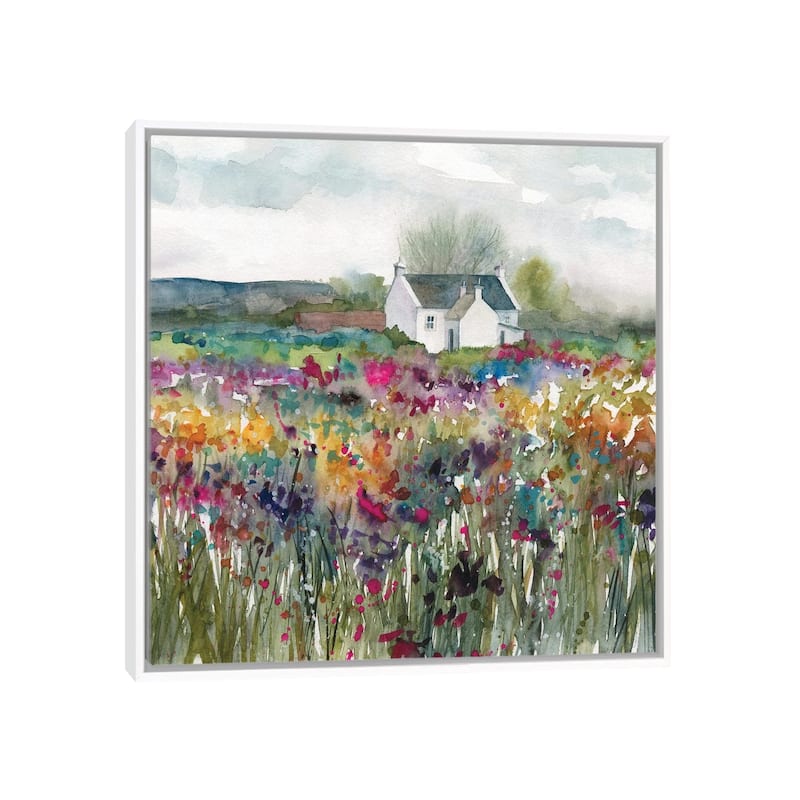 iCanvas "Wildflower Cottage" by Carol Robinson Framed Canvas Print - White - 12x12
