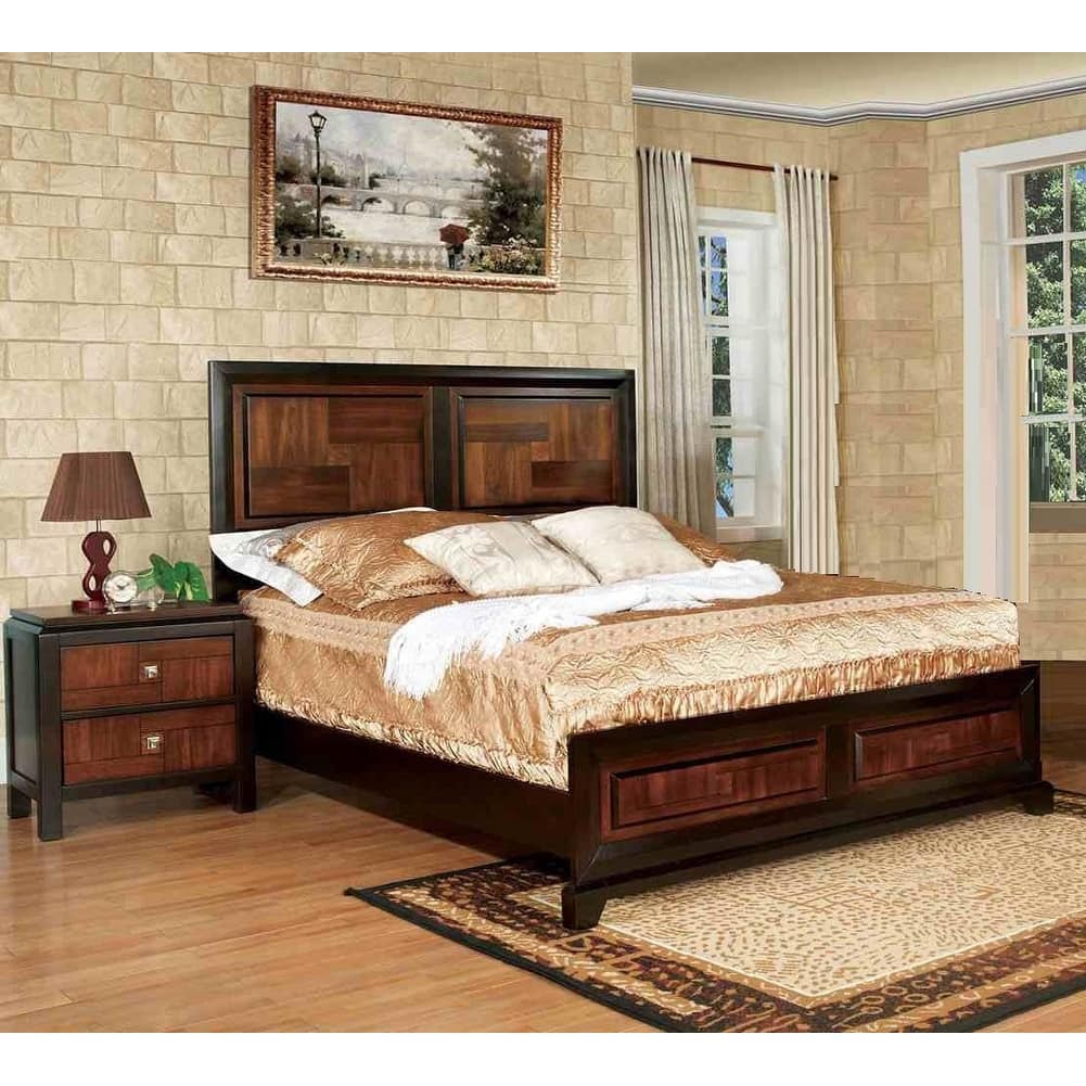 Transitional Walnut Finish 3pc Bedroom Furniture Set