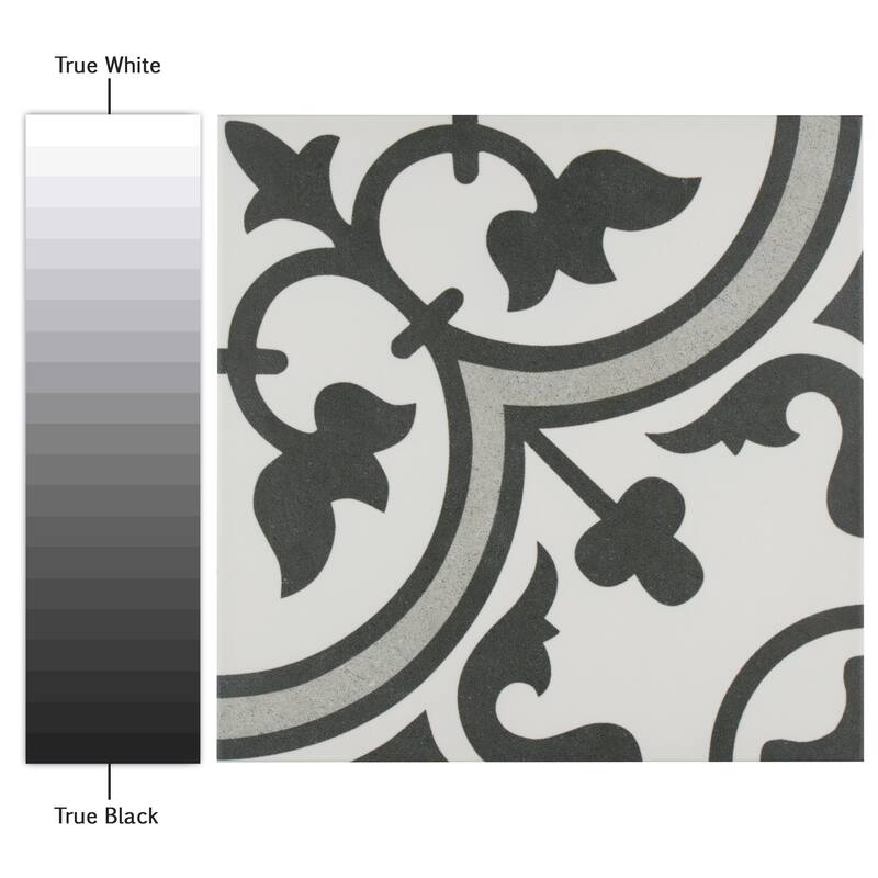 Merola Tile Arte Grey Encaustic 9.75" x 9.75" Porcelain Floor and Wall Tile