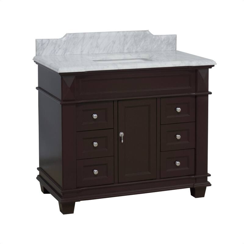 KitchenBathCollection Elizabeth 42" Bathroom Vanity with Carrara Marble Top