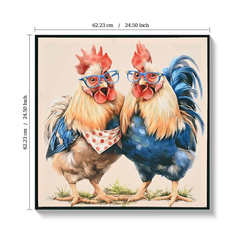 Farmhouse Rooster Wall Art, Rustic Chicken Pictures Wall Decor, Country Farm Coop Canvas Prints Painting, Framed Artwork