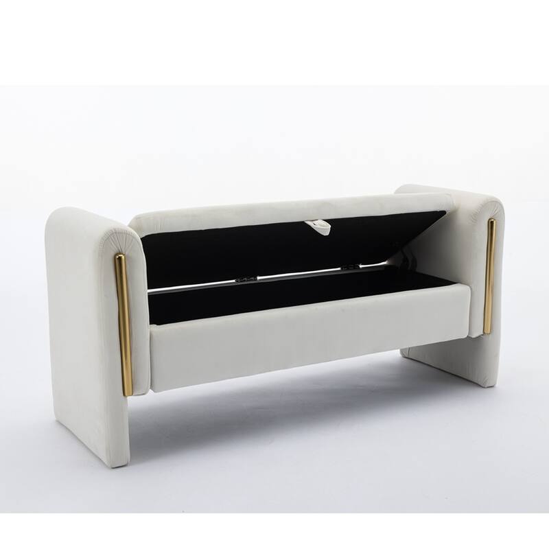 Storage Bench Bedroom Bench With Gold Metal Trim Strip