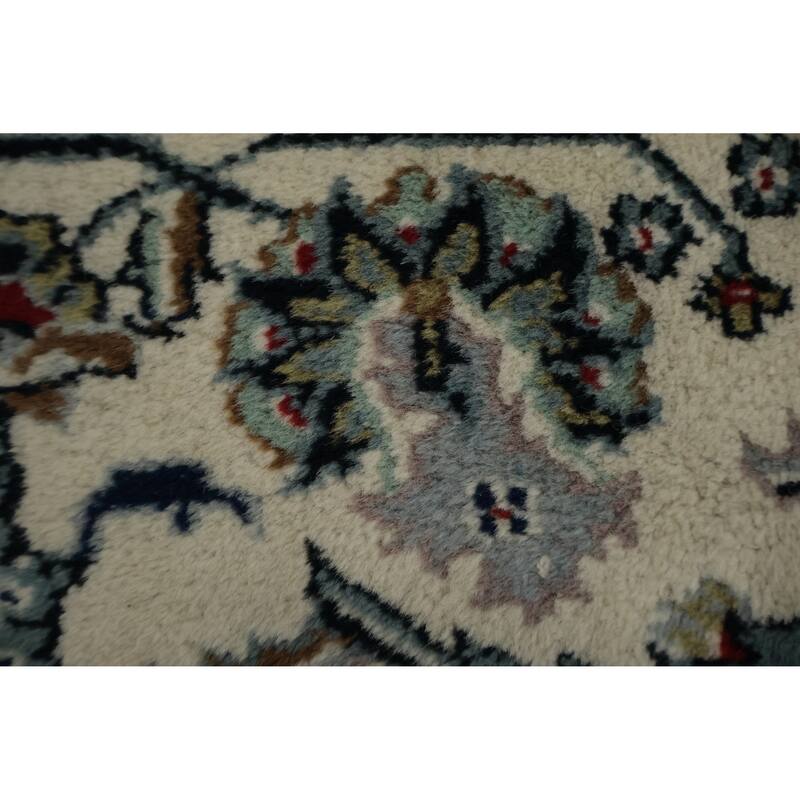 Hand Knotted Oriental 100% Wool Carpet Traditional Floral Beige & Ivories Kashan Area Rug - 11' 10'' X 9' 1''