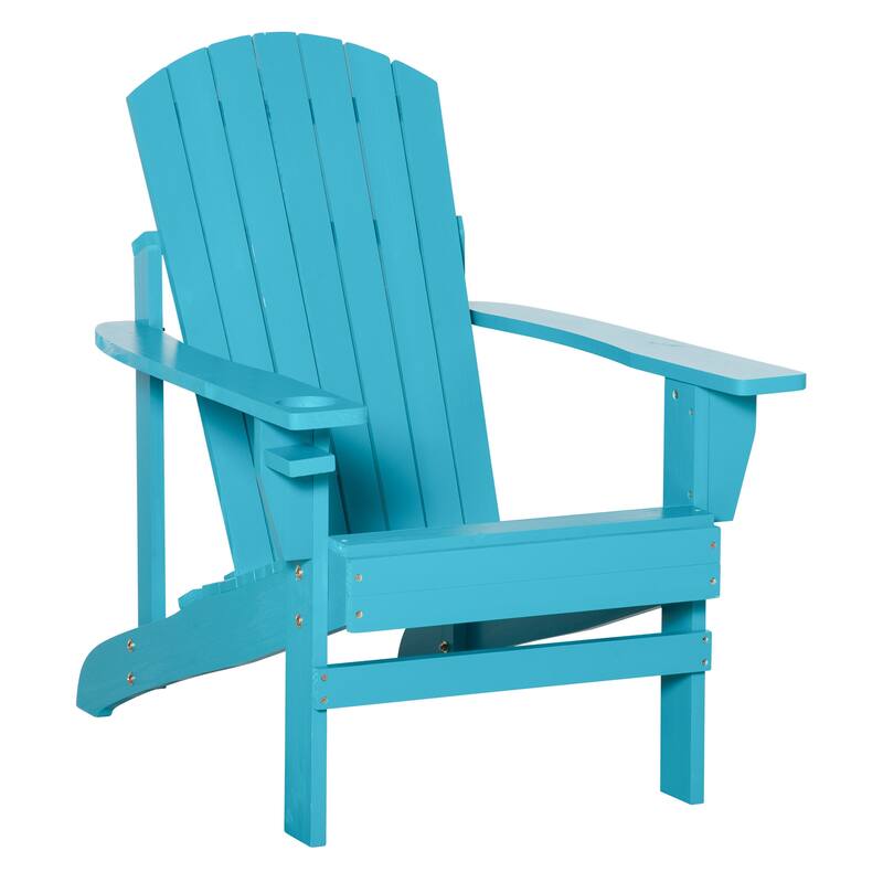 Outsunny Oversized Fir Wood Adirondack Chair with Cup Holder