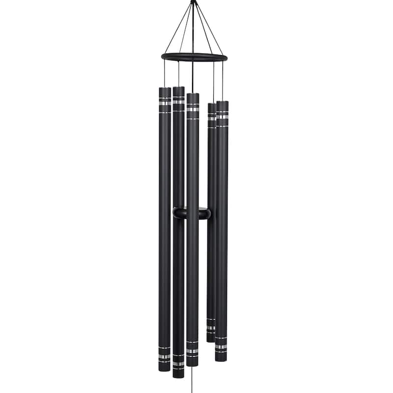 51" Black Metal Windchime with Butterfly Windcatcher