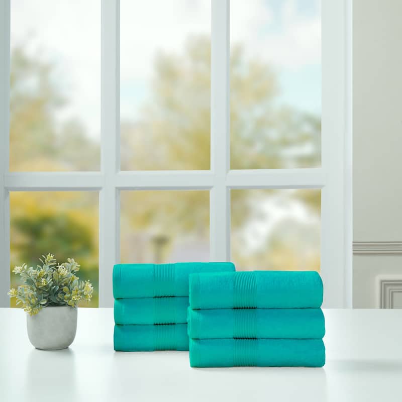 Fabstyles Luxury Hand Towels 16 x 28 Inches Set of 6 - 16x28 - Ice Blue