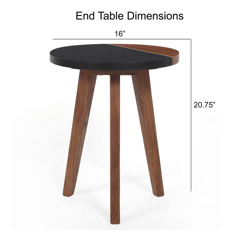 Steve Silver Carson Carrington Chester Solid Wood and Slate Round Side Table
