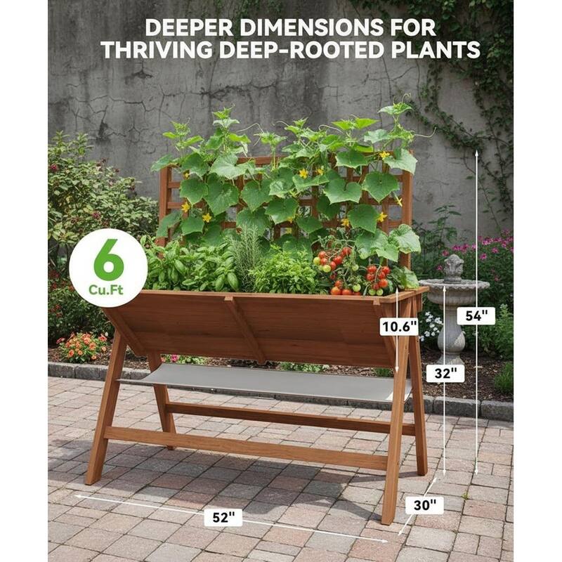 Elevated Garden Bed, with Climbing Trellis