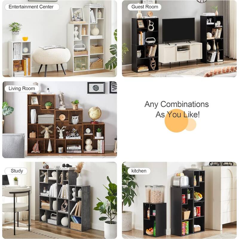 VECELO Wide Wood Organizer Bookcase Sets