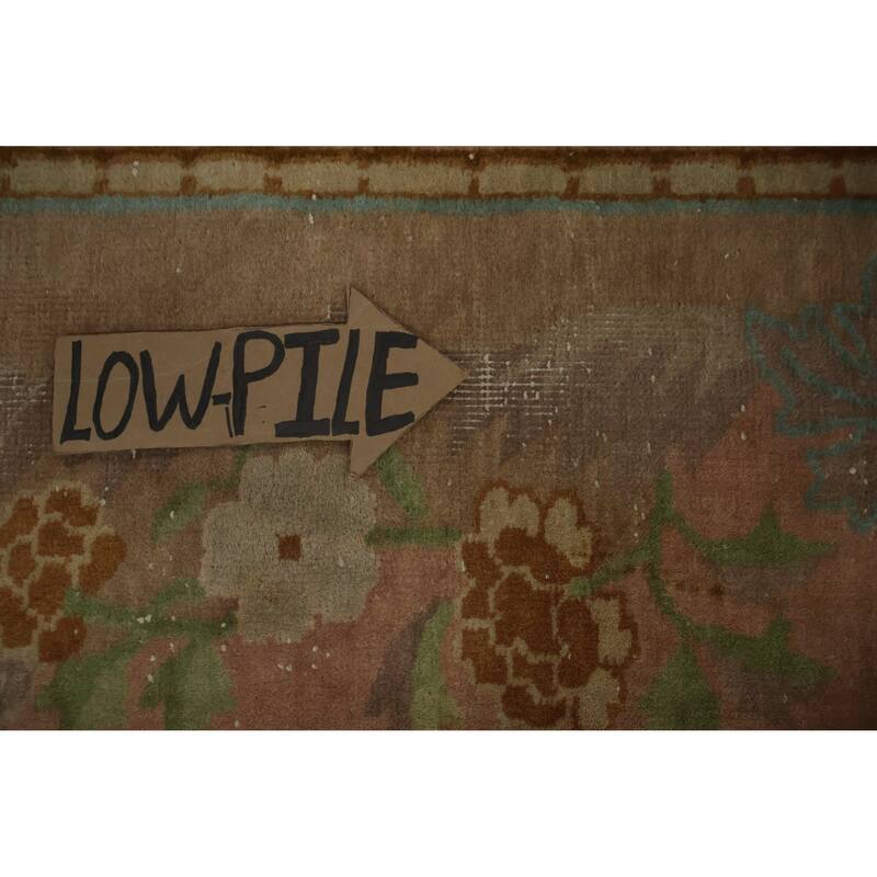 Hand Knotted Oriental 100% Wool Carpet Traditional Floral Oranges & Rust Art Deco Area Rug - 11' 9'' X 8' 11''