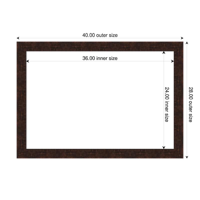 Amanti Art William Mottled Bronze Narrow Framed Dry Erase Magnetic Board - 40 x 28 in
