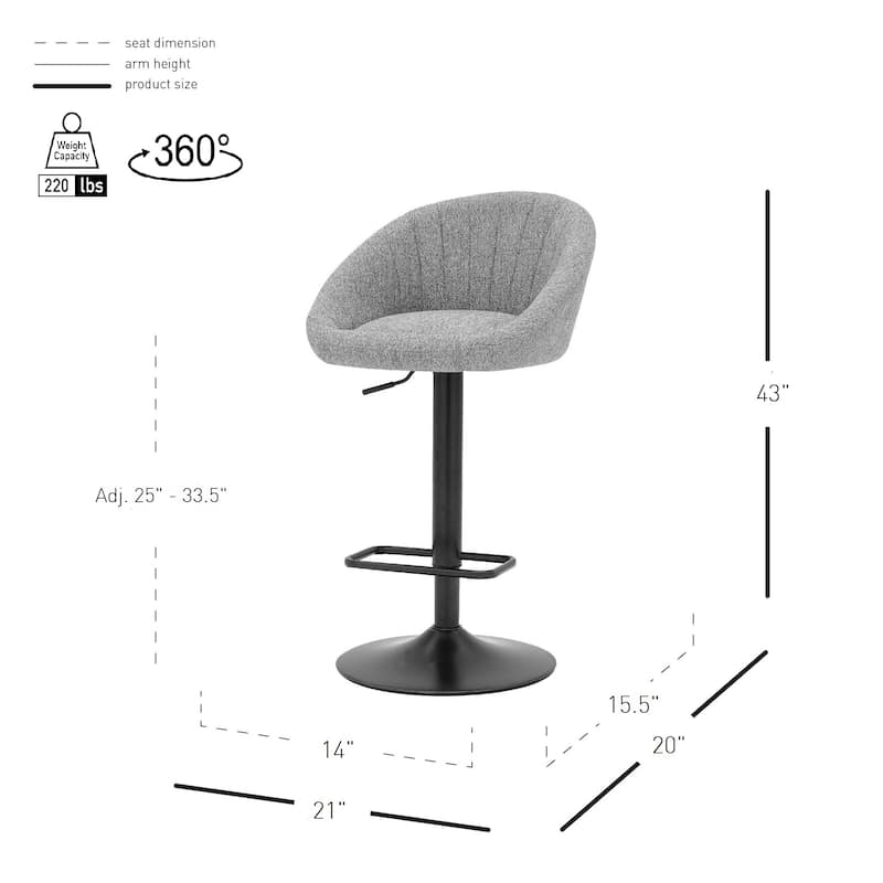 NPD Furniture Watson KD Gaslift Swivel Bar Stool