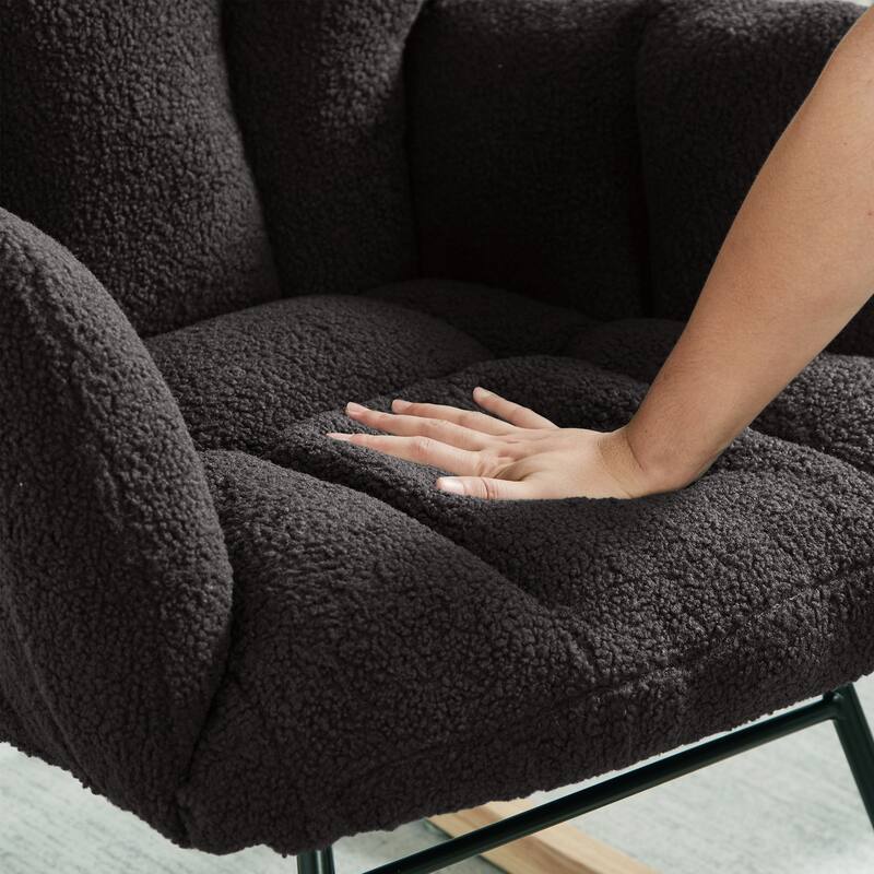 Anmytek Comfy Tufted Teddy Fabric Glider Rocking Chair