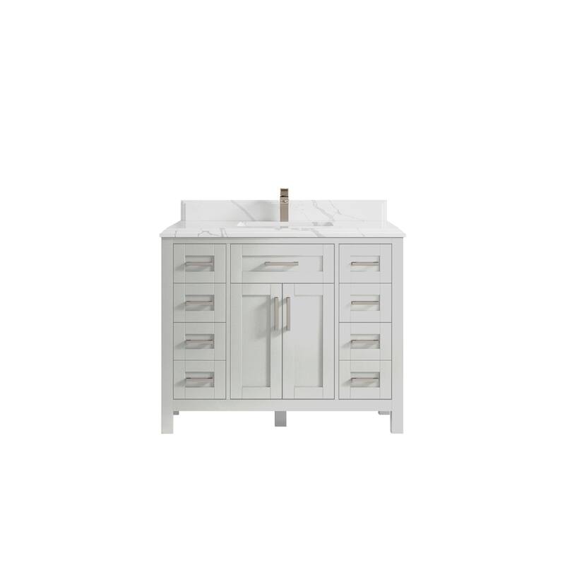 Willow Collections 42 in. W x 22 in. D Cambridge Single Sink Bathroom Vanity with Countertop - 1.5" Calacatta Laza - Coventry Gray