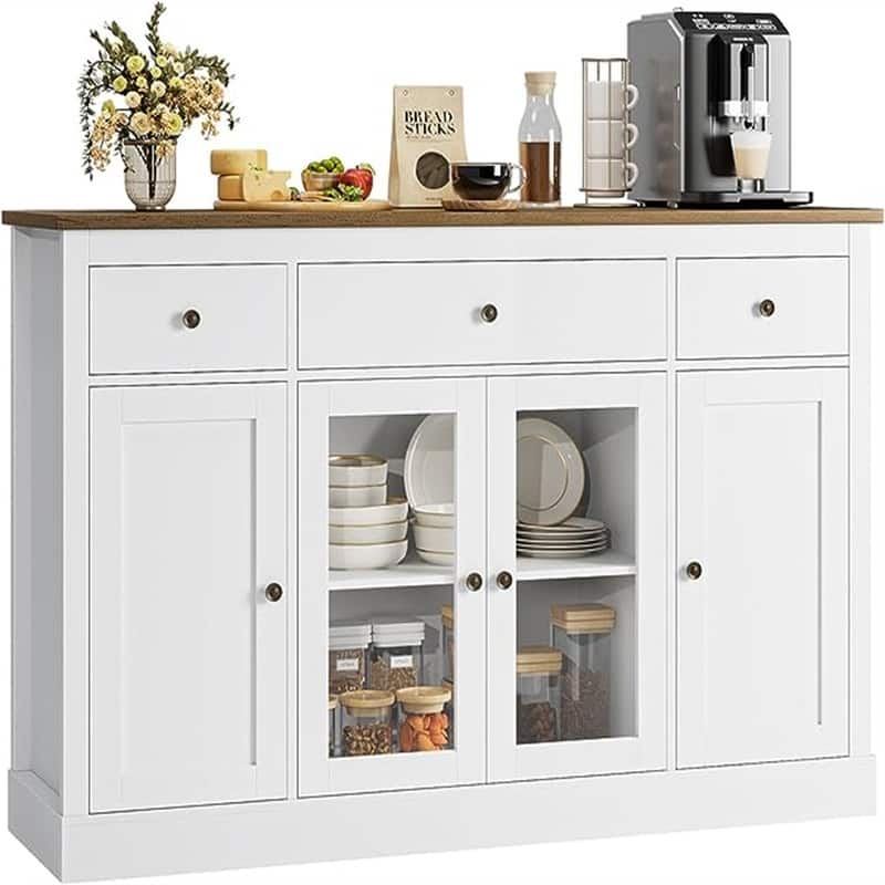 Buffet Cabinet - 15.7"D x 55"W x 35.4"H - White