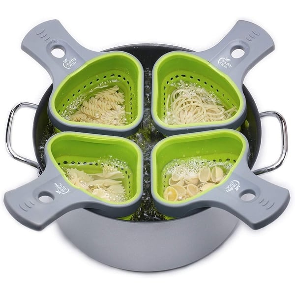 Jokari Healthy Steps Pasta Portion Control Collapsible Silicone Strainer  Basket - Green - Bed Bath & Beyond - 29790094