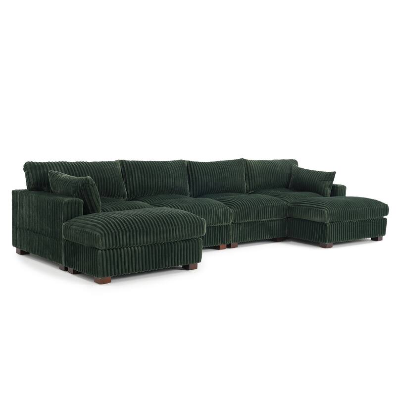 Modren Plush Oversized Modular Sectional Sofa Set with Chaise&Ottoman.
