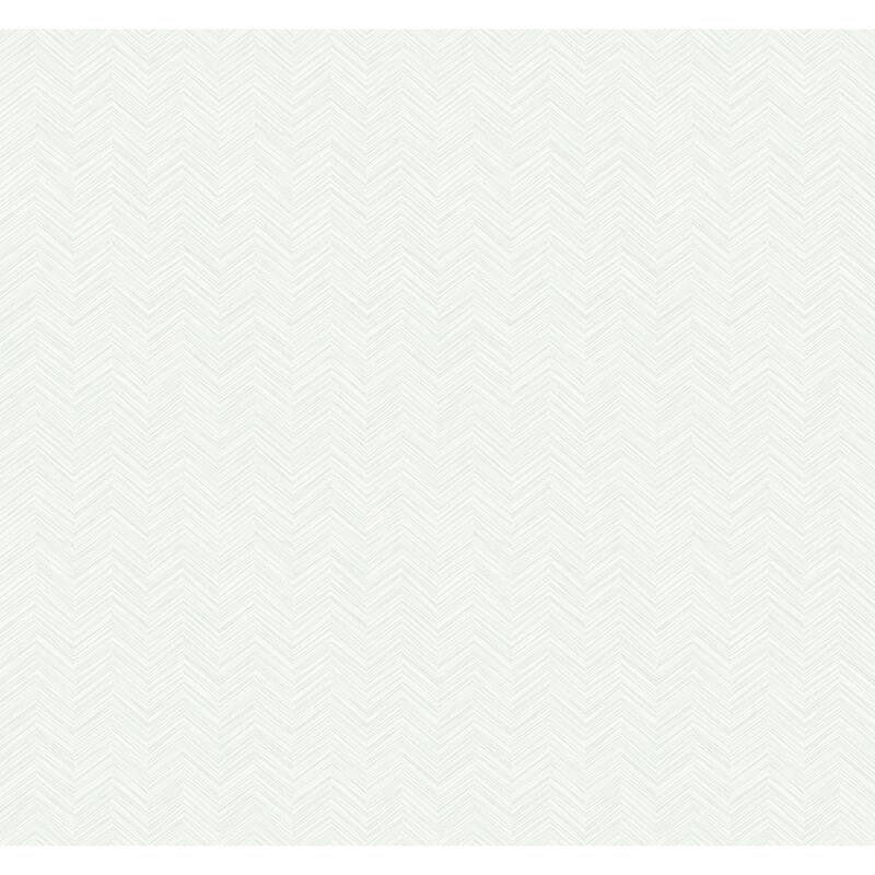 Seabrook Designs Mini Herringbone Unpasted Wallpaper - 27 in. W x 27 ft. L - Metallic Silver and Off-White