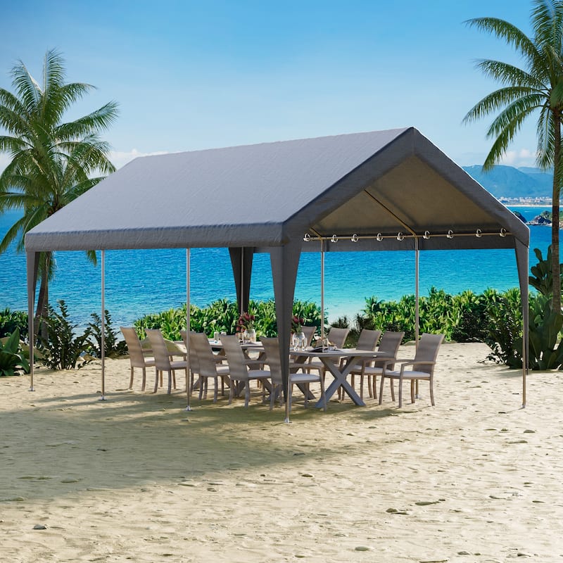 Heavy Duty Carport, All-Weather Waterproof Shelter with Steel Frame for Cars, Boats & Equipment