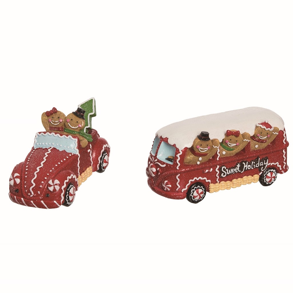 Transpac Resin Gingerbread Sweet Ride Figurine Set of 2 Christmas Home Decorations
