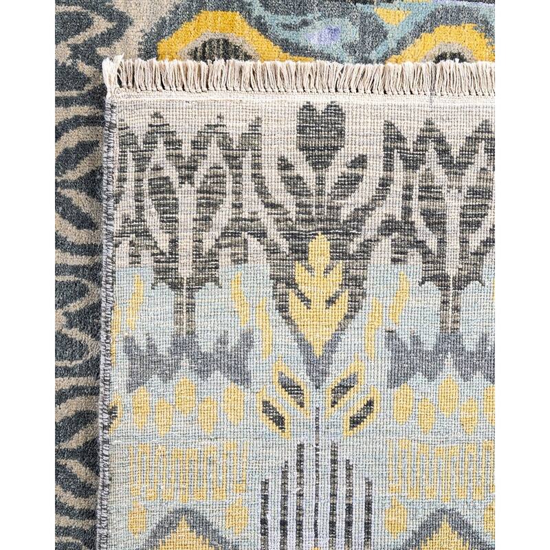 Ikat One-of-a-Kind Hand-Knotted Area Rug - Beige, 9' 1" x 12' 2" - 9' 1" x 12' 2"