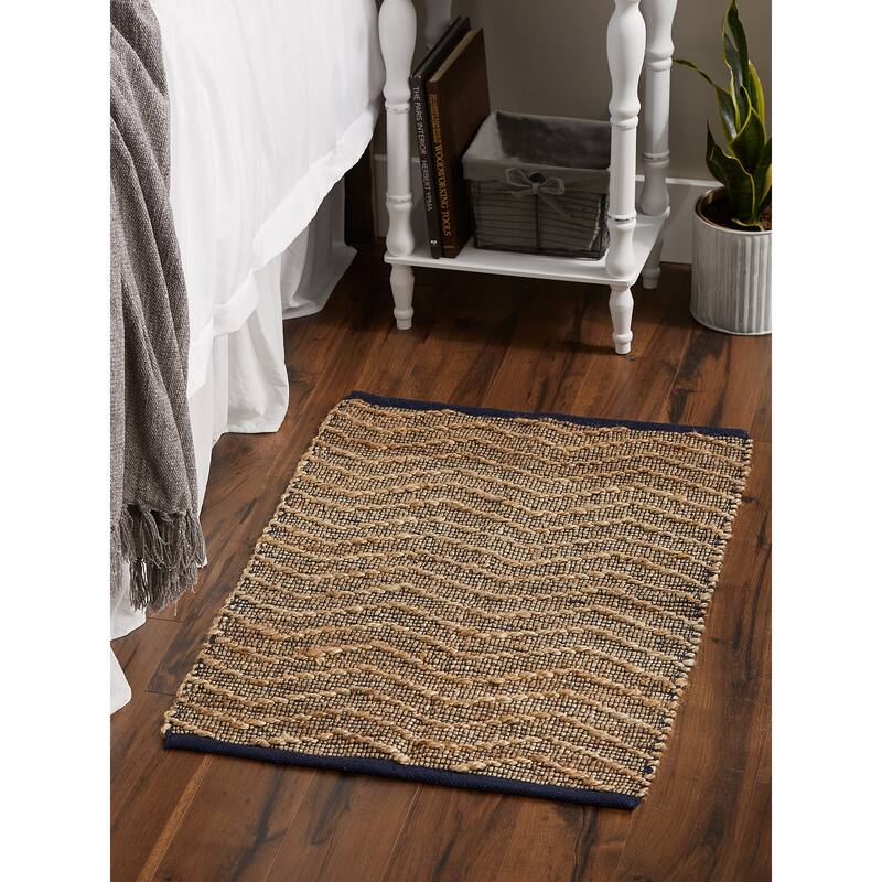 DII Black With Natural Jute Chevron Hand-Loomed Rug - 2' x 3' Oval
