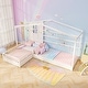preview thumbnail 3 of 18, L-Shaped Double Twin House Platform Beds with Full-Length Guardrails and Decorative Window White