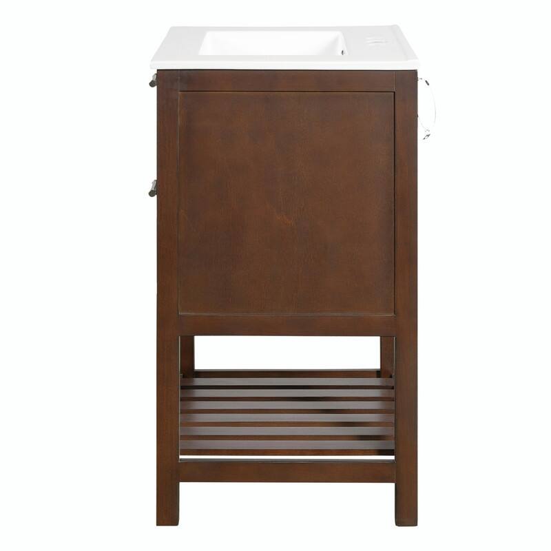 24" Bathroom Vanity with Integrated Ceramic Sink, Cabinet with Deep Drawer & Tip-Out Drawer