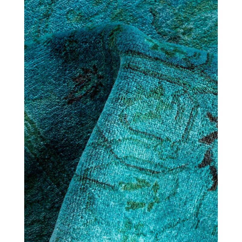 Fine Vibrance One-of-a-Kind Hand-Knotted Runner Rug - Blue, 2' 9" x 15' 5" - 2' 9" x 15' 5"