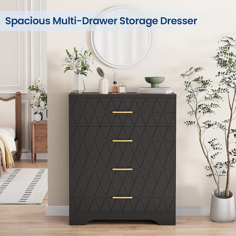 Tall Dresser, Storage Cabinet for Bedroom with 4 Drawers