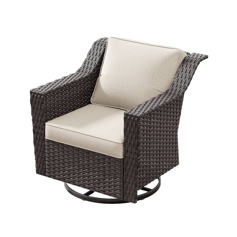 Cozywor Outdoor Patio Swivel Rattan Rocking Wicker Chair - N/A