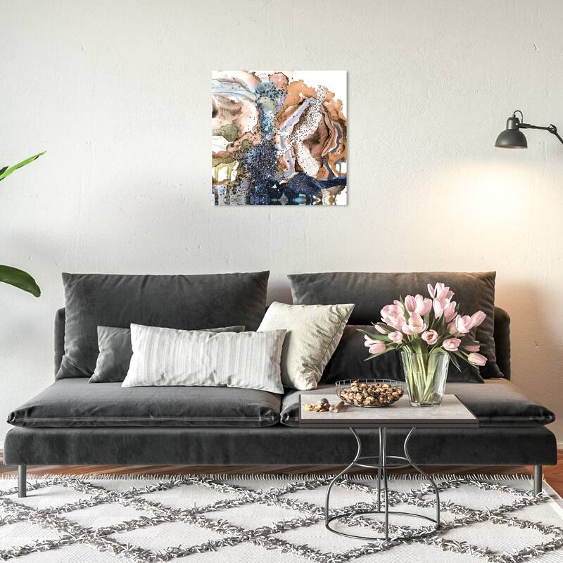 Wynwood Studio Abstract Glitter Rocks I Blue and Dark Blue Modern & Contemporary Wall Art Canvas Print - 20 x 20