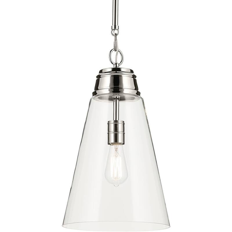 Kichler 52661CLR Marsailli 12" Wide Pendant with Clear Glass Shade - Polished Nickel