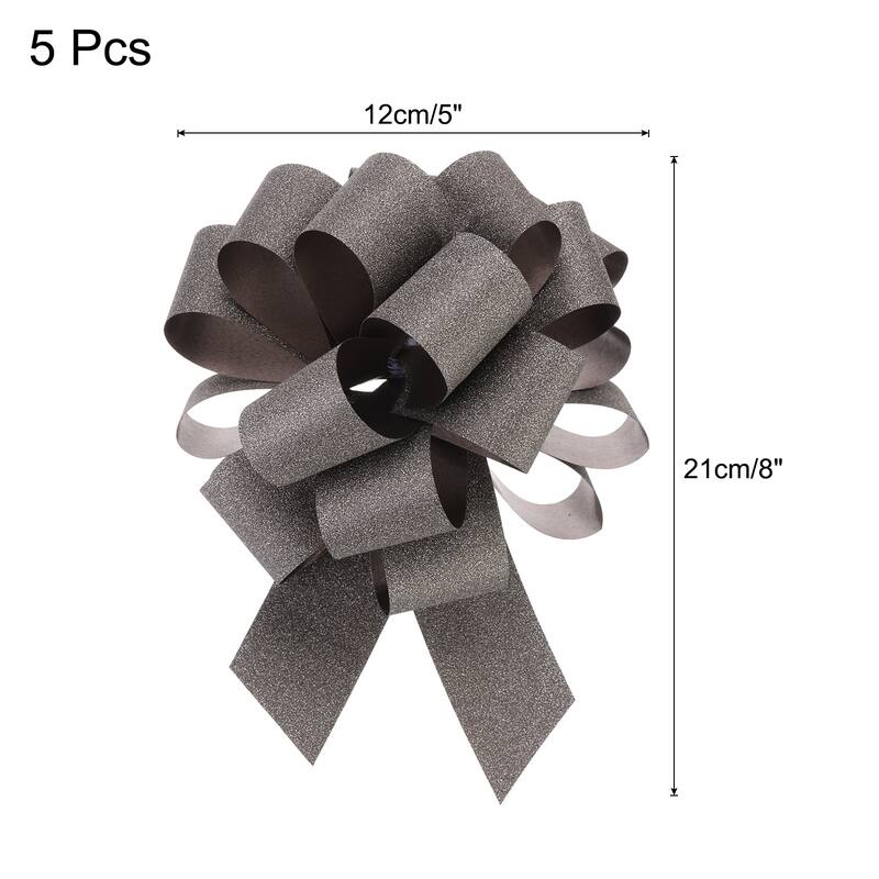 5pcs 7 Inch Large Pull Bow Gift Wrapping Big Pull Bows Ribbon - Brown - 5 Inch