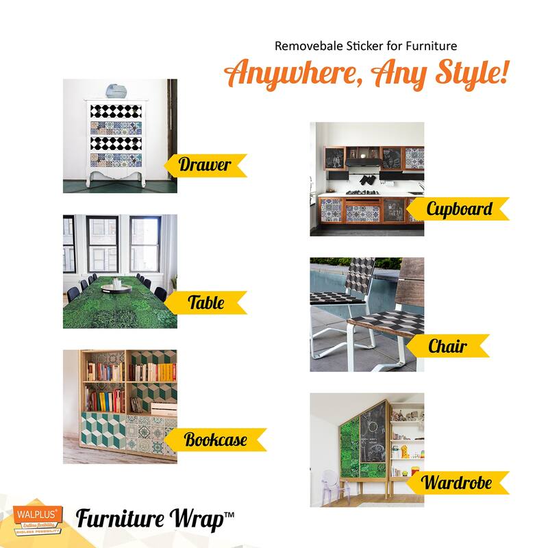 Walplus Bookcase Furniture Wrap Self-adhesive Film Mosaic Tiles Decals