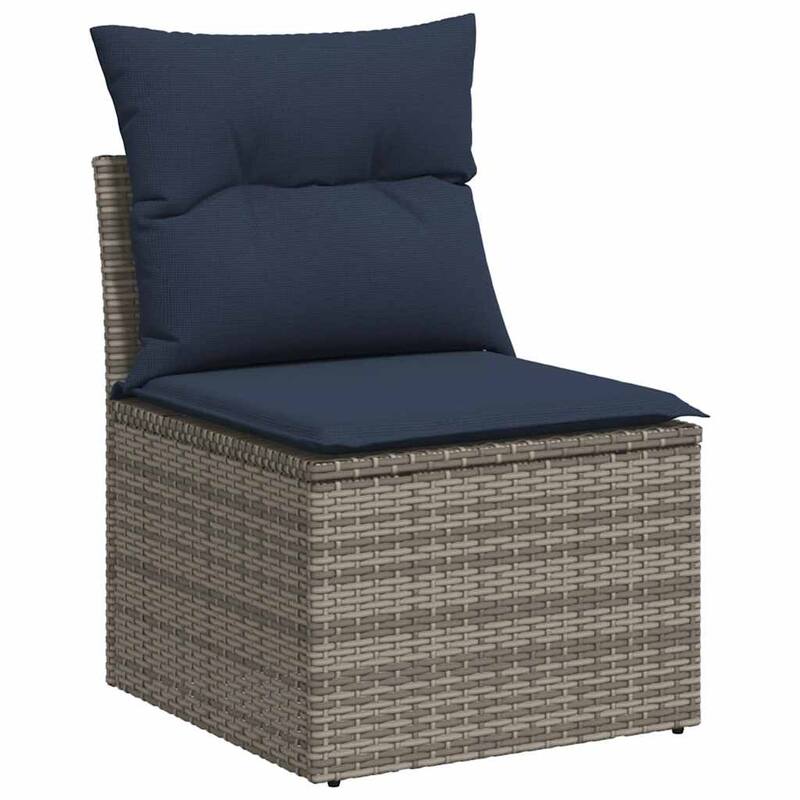 vidaXL Patio Sofa Set with Cushions Table and Couches 7 Piece Poly Rattan - 24.4" x 24.4" x 27.2"