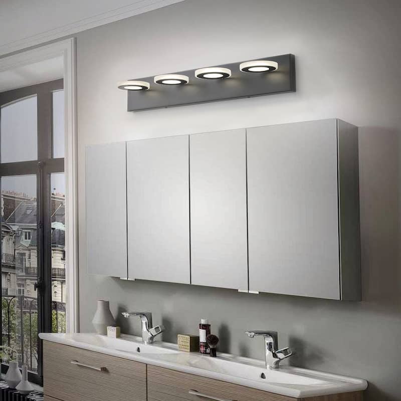 Dimmable 4-Light Round LED Elegant Vanity Lighting Fixture for Bathroom Mirror