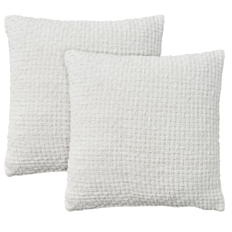 Mina Victory Lifestyle Woven Chenille 18" x 18" Set of 2 Indoor Throw Pillow - White - 18" x 18"