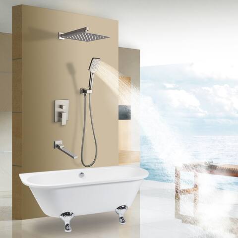 Deluxe Rain Mixer Shower Combination Kit Wall with Rough Entry Valve