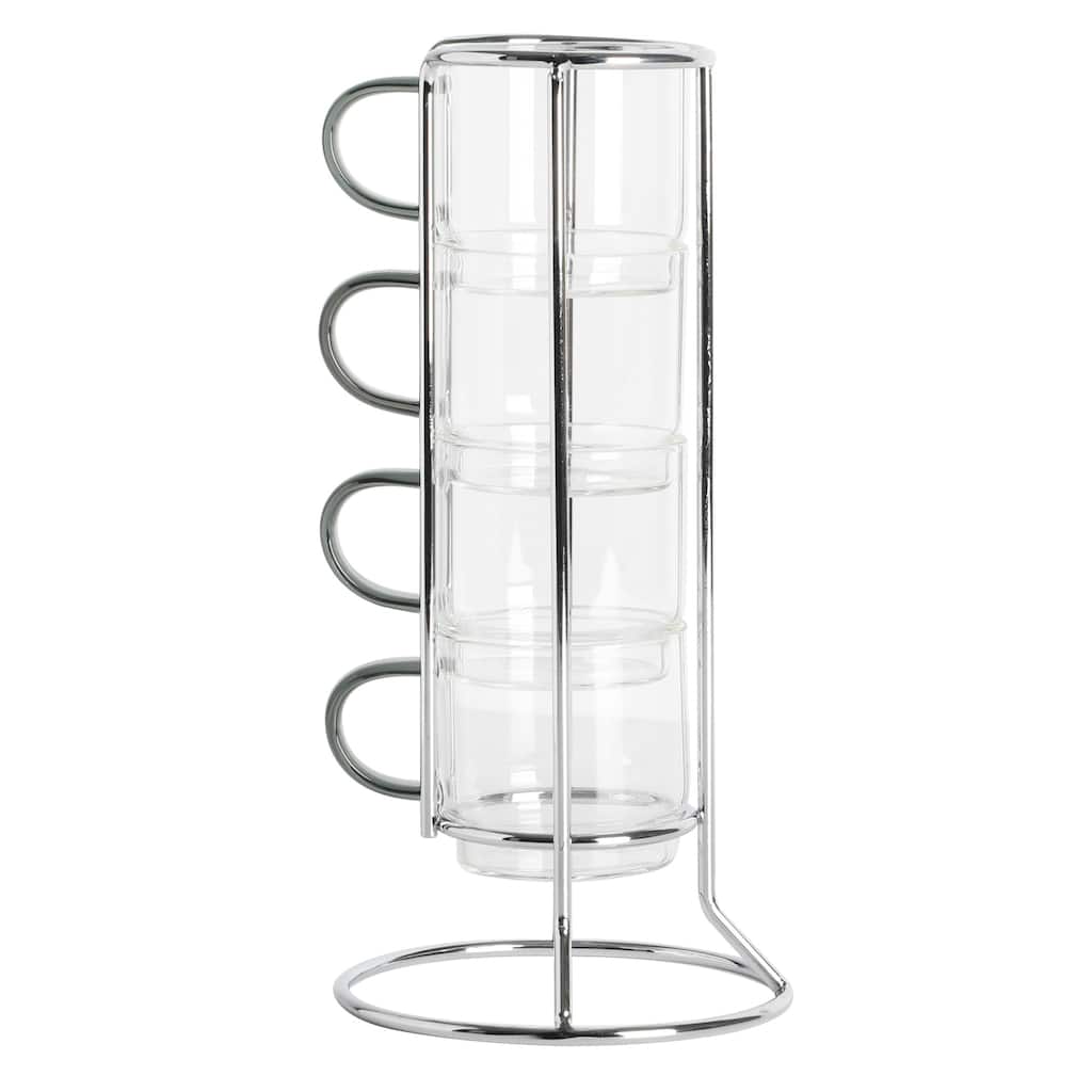 Gibson Soho Lounge 4-Piece Glass Espresso Set W/Rack