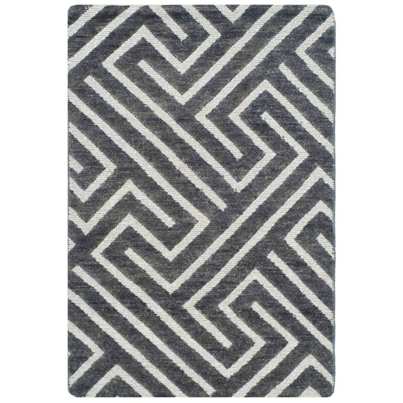 SAFAVIEH Hand-knotted Santa Fe Valeriya Modern Wool Rug - 2' x 3' - Charcoal/Silver