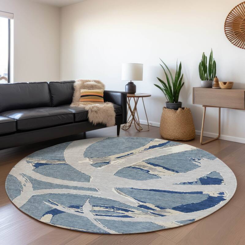 Premium Washable Super Soft Modern Zeus Mayfield Rug - Denim - 8' x 8'