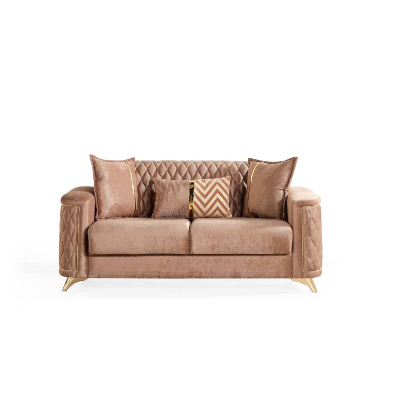 Luna Contemporary Style 2PC/3PC Livingroom Set Made with Wood & Velvet Fabric