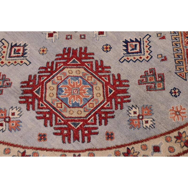 Bohemian Kazak Lilyana Gray/Beige Wool Round - 9'0'' x 9'0''