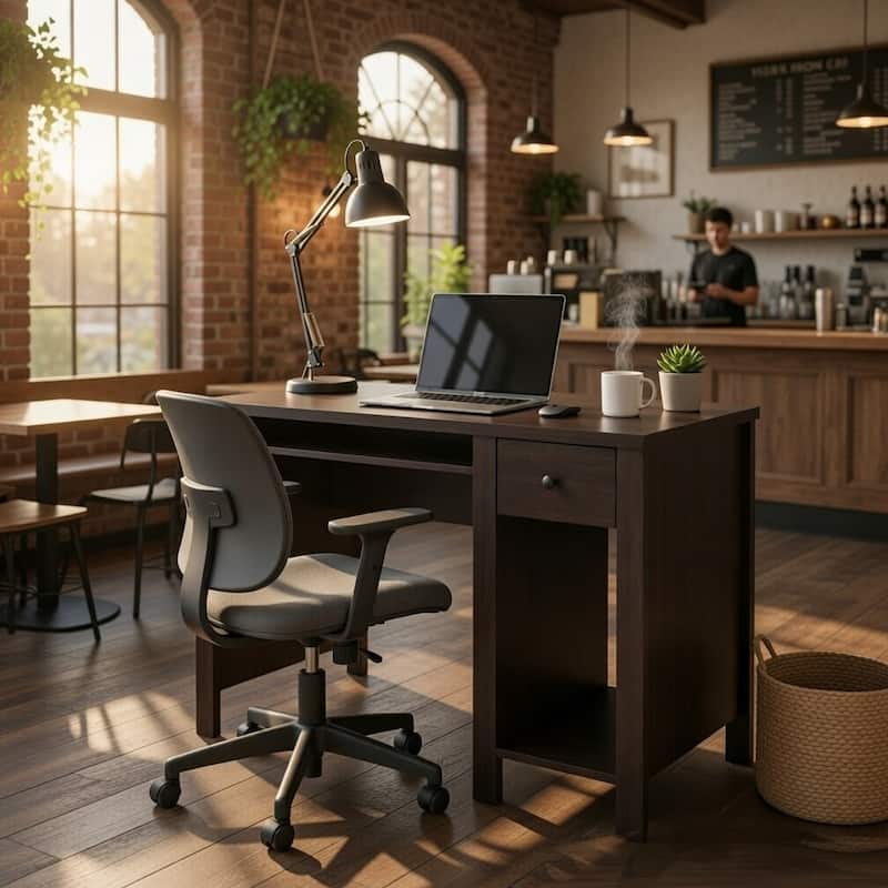 Akol Computer Desk, Keyboard Drawer and Storage, 39 Inch, Black