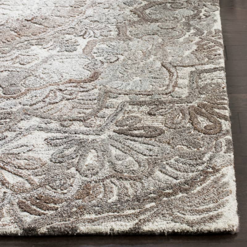 SAFAVIEH Handmade Marquee Genta Modern Medallion Wool Rug - 8' Square - Grey/Ivory - Square