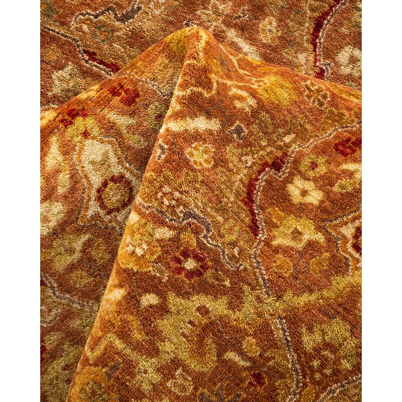 Overton Hand Knotted Wool Vintage Inspired Traditional Mogul Yellow Round Area Rug - 8' 1" x 8' 1"