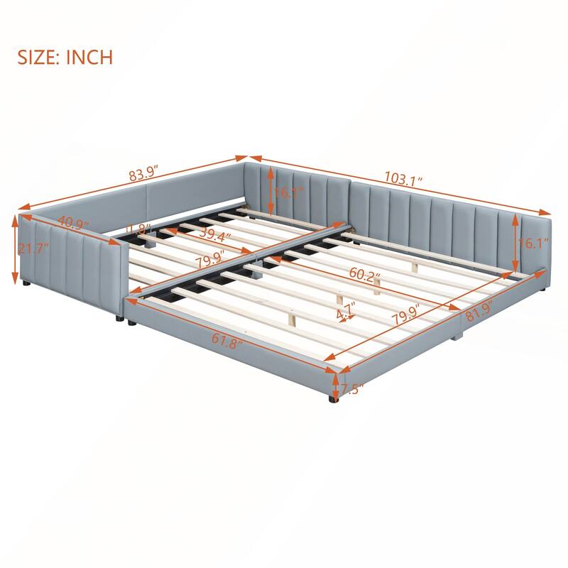 Queen Size and Twin XL Size Upholstered Platform Bed