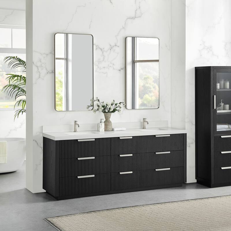Santarem Double Vanity with Pure White Quartz Stone Top without Mirror