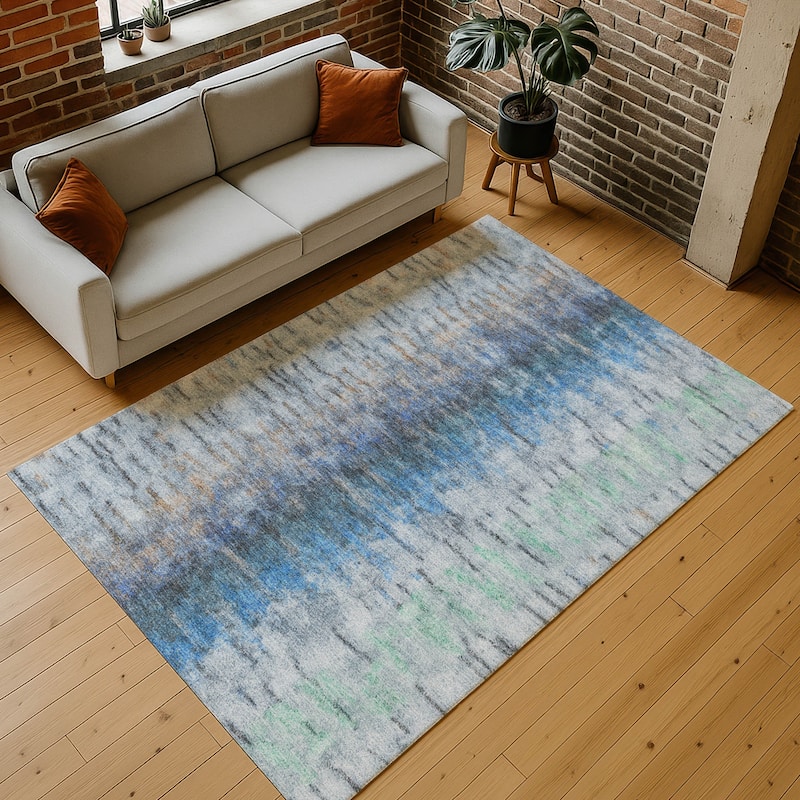 Machine Washable Indoor/ Outdoor Contemporary Ombre Chantille Rug